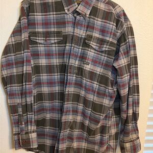 Ariat Men's Casual Plaid Shirt - Gray and Red